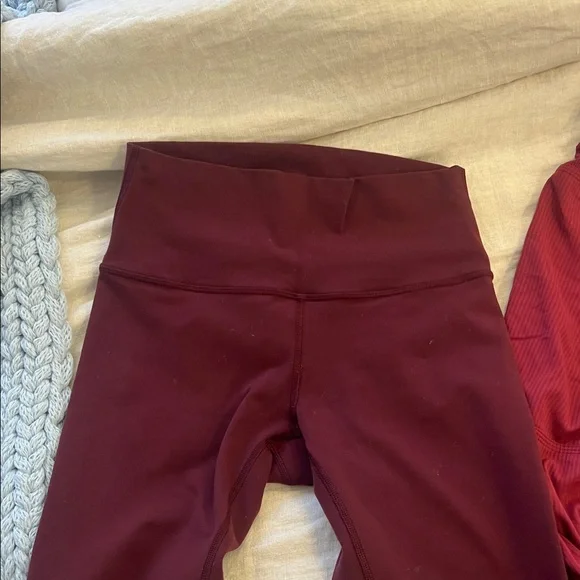 Lululemon Burgundy Dance Studio Pants regular & wonderunder leggings 3/4 length - Picture 5 of 10